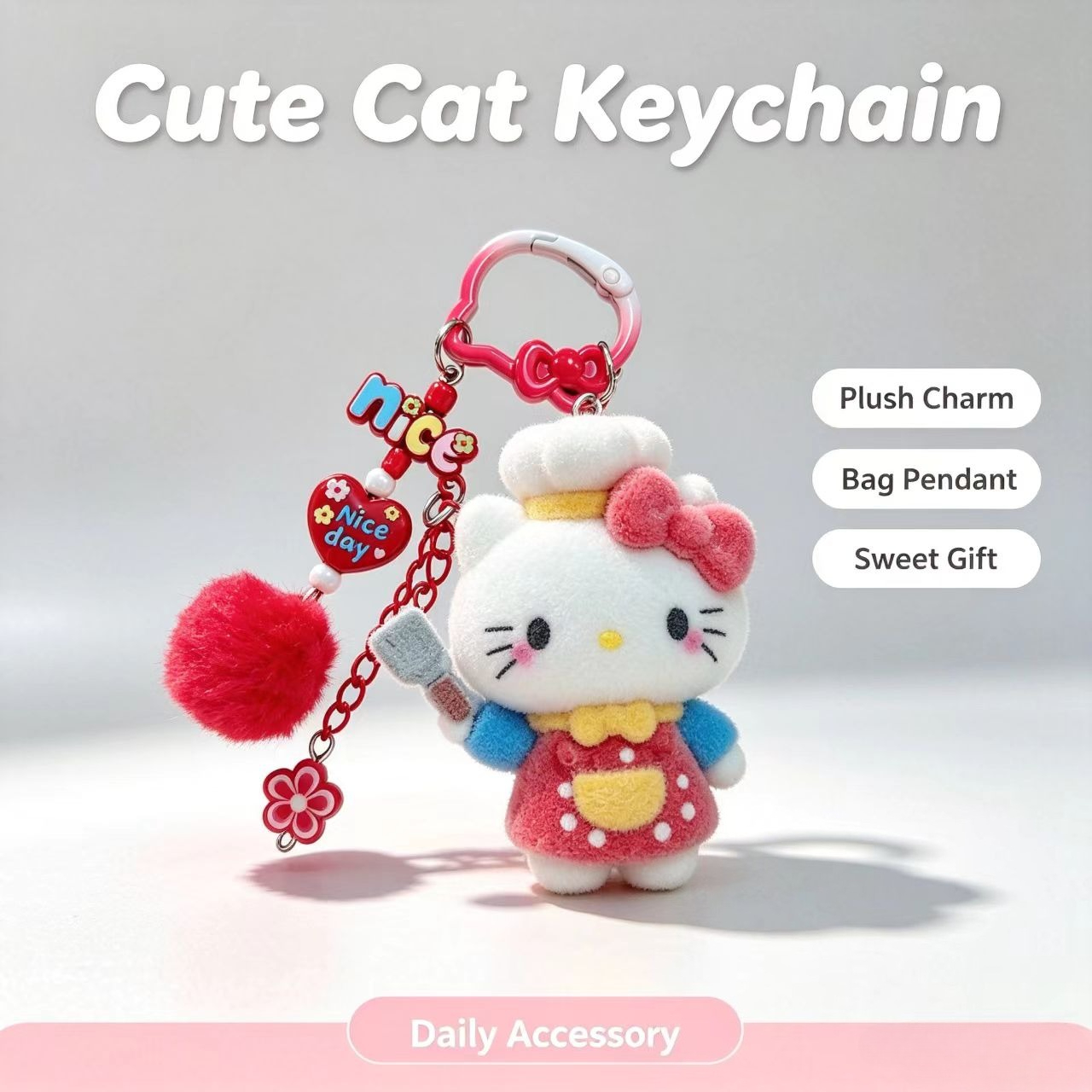 Women'S Accessories Rings - Modischer Beflockter Katzen-Schlüsselanhänger Niedliche Koch-Figur Taschenaccessoire