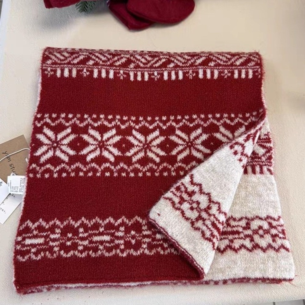 Women'S Korean Accessories - Geschenke Gestrickter Stoff Weihnachtsschal Doppelseitiger Warmer