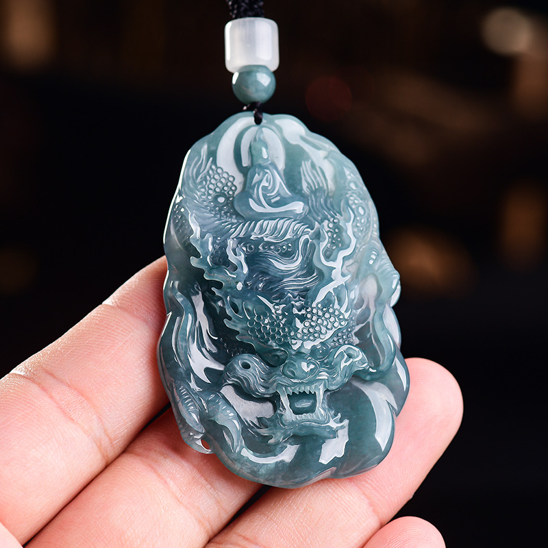Women Accessories For Gift - Natürliche burmesische Jadeit-Drachen-Anhänger-Halskette, Vintage-Designer-Mode, echter Jade-Luxus-Schmuck,