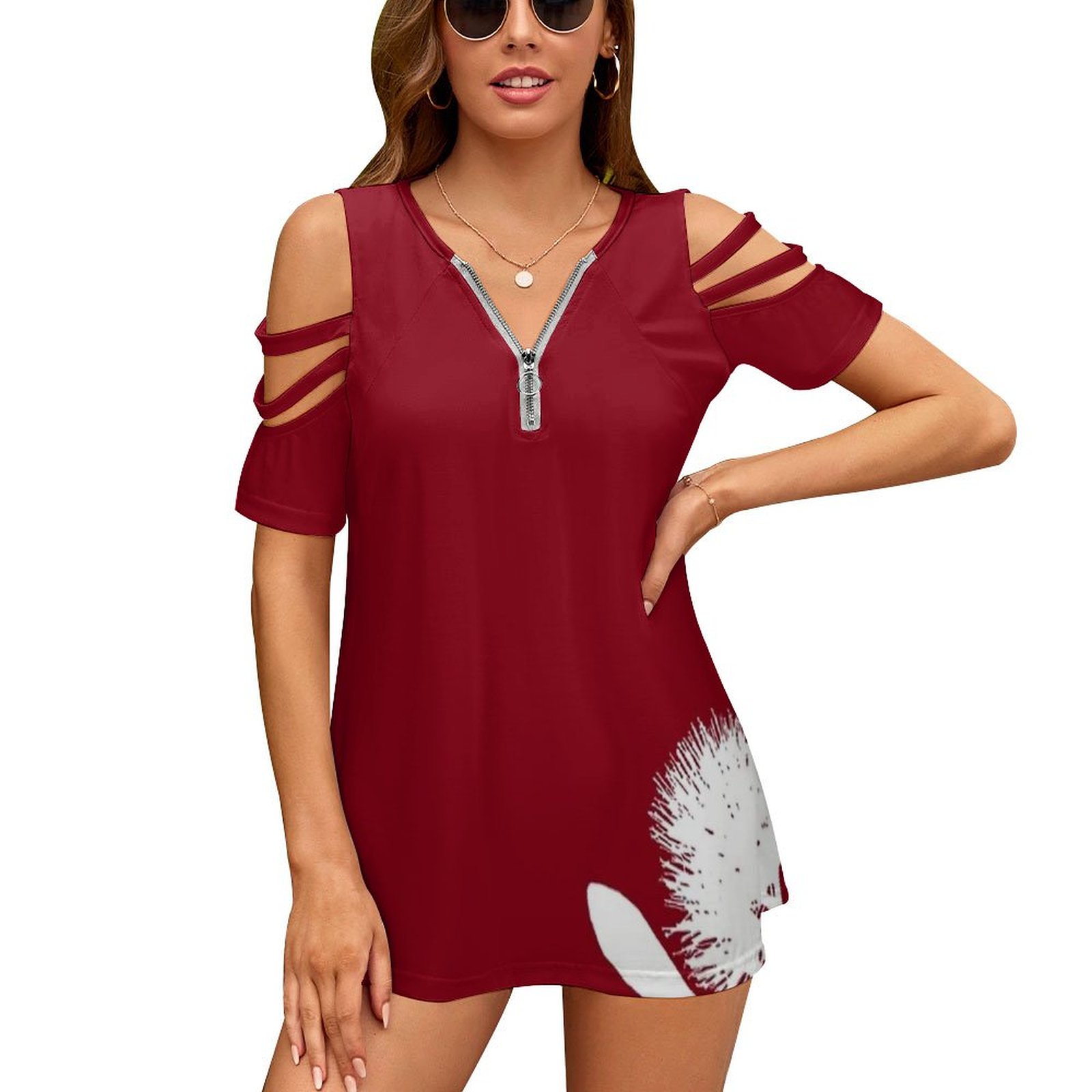 Women'S Accessories Nz - Pohutukawa-Weiß auf Rot Damen Reißverschluss Sexy