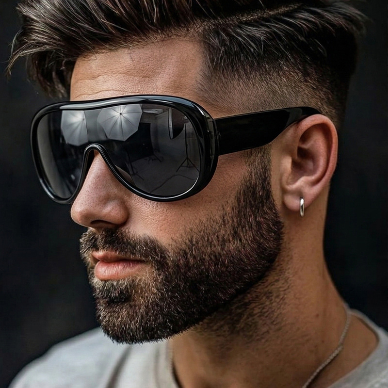 Sunglasses Oversized Square - Übergroße Einteilige Y2K Cat-Eye-Sonnenbrille mit Großem