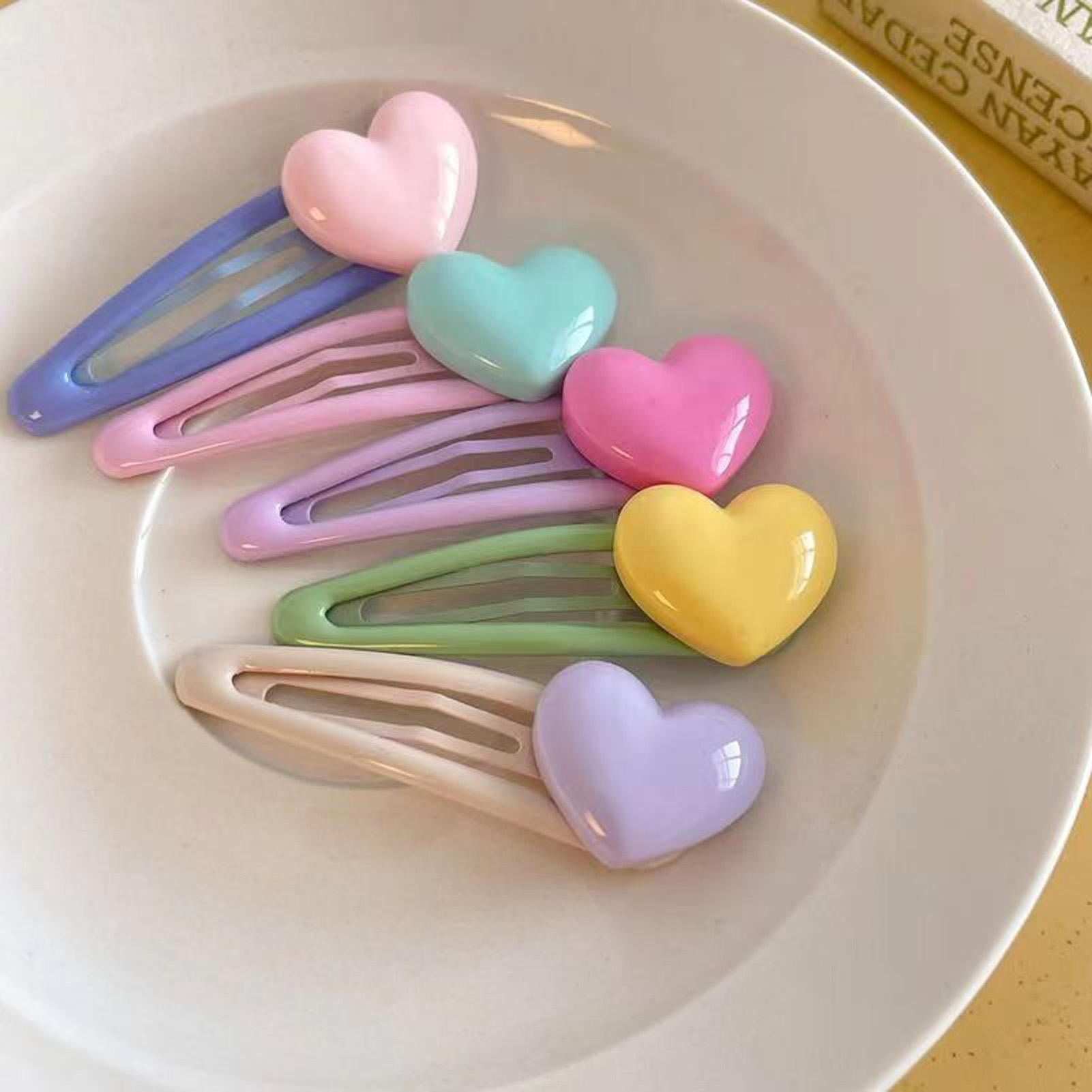 Women Accessories Wholesale China - 5 Stück Cartoon-Herz-Haarspangen, rutschfeste Herz-Deko-Haarspangen aus