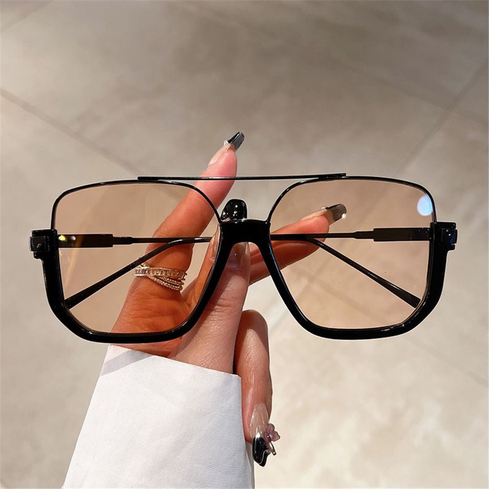 Sunglasses Oversized Square - Retro halb Metallrahmen übergroße Sonnenbrille Marken