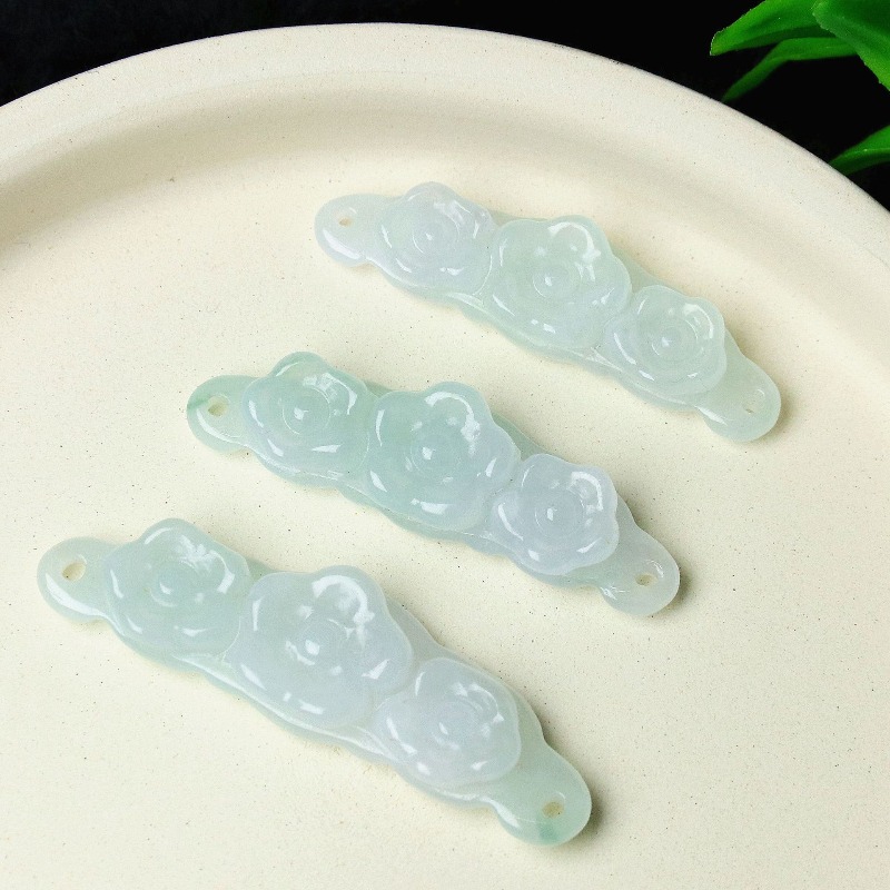 Women Accessories For Gift - 1 Stück Natürlicher Jadeit Smaragd Blumen-Handkarte