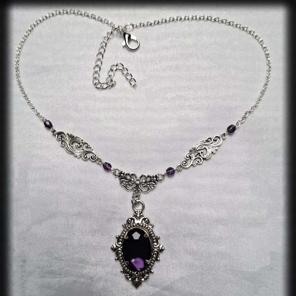 Women'S Victorian Accessories - Lila magische Wassertropfen-Halskette, Gothic-Schmuck, Hexen-Accessoire, heidnisch,