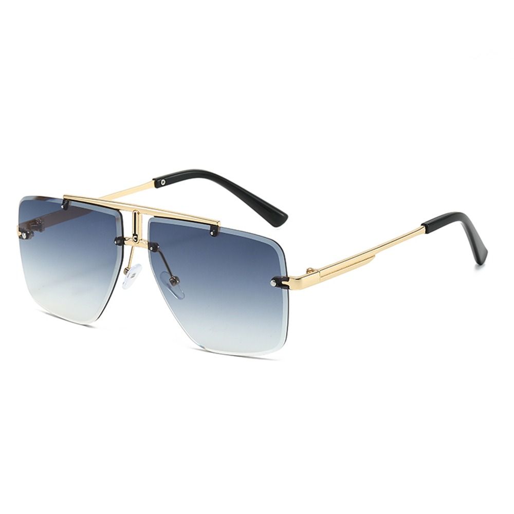 Sunglasses Oversized Square - Übergroße Doppelsteg-Sonnenbrille, quadratischer Rahmen, rahmenlose Herren-Sonnenbrille,