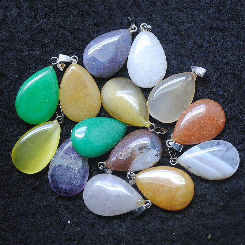 Women'S Accessories Nz - 10PCS Hot Schöne Halbedelstein Anhänger 24X17MM