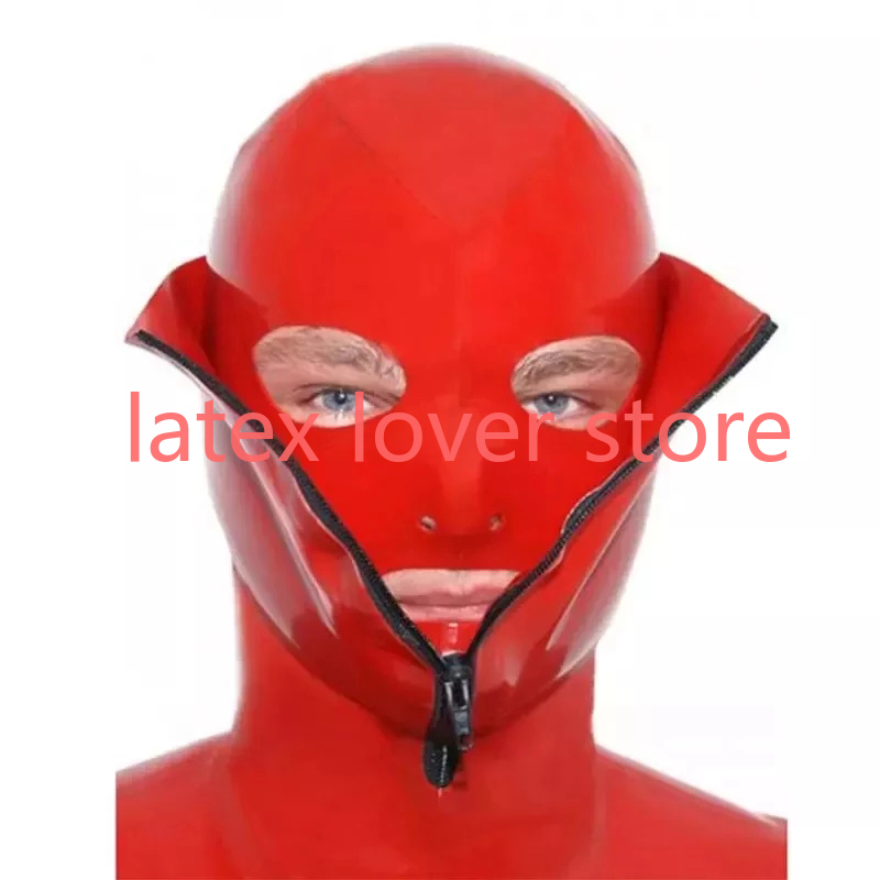 Women'S Red Accessories - Sexy rote Latexmaske, Gummihauben, Fetisch, doppellagig,