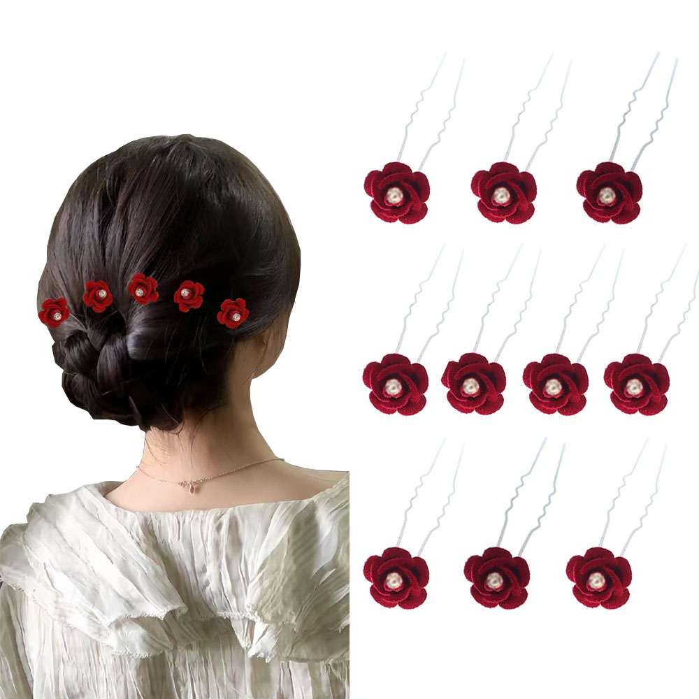 10 Stücke Rose Haarschmuck Hoc – Women'S Red Accessories Bewertung und Preis